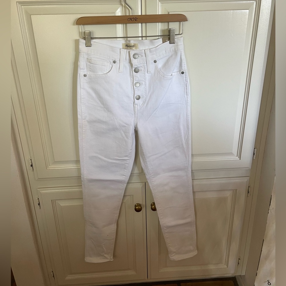 Madewell 10” High Rise Skinny Crop White Button-Front Denim Jeans 27